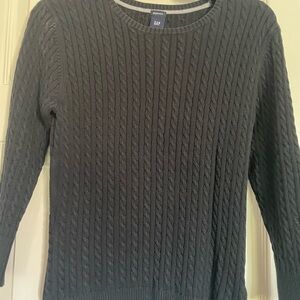 GAP Women's Black Cable-Knit Crew Sweater